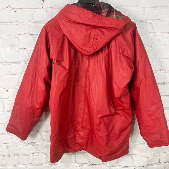Vintage chore barn jacket raincoat jacket coat size large hoodie red plaid - Picture 7 of 9